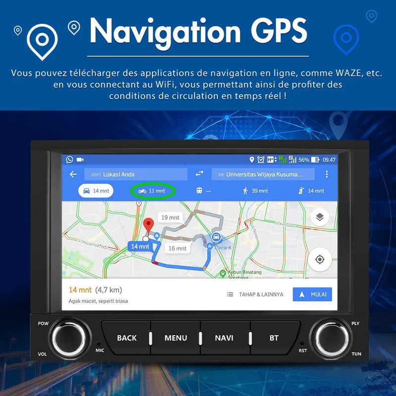 AWESAFE Autoradio 7 pouces Android 13 - 2+64 Go avec Bluetooth, GPS, Android Auto & CarPlay sans fil - pour Peugeot 3008 (2009-2015) AWESAFE