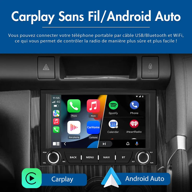 AWESAFE Autoradio 7 pouces Android 13 - 2+64 Go avec Bluetooth, GPS, Android Auto & CarPlay sans fil - pour Peugeot 3008 (2009-2015) AWESAFE