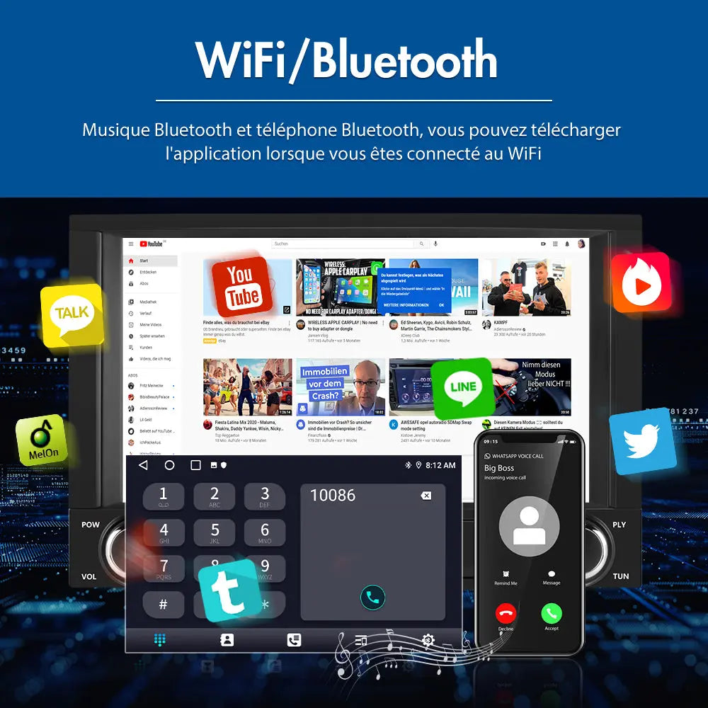 AWESAFE Autoradio 7 pouces Android 13 - 2+64 Go avec Bluetooth, GPS, Android Auto & CarPlay sans fil - pour Peugeot 3008 (2009-2015) AWESAFE