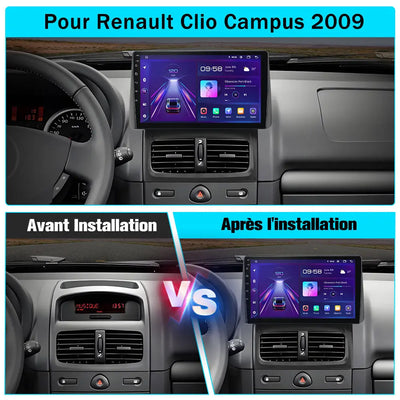 AWESAFE Autoradio 7 pouces Android 13 2+64Go, Bluetooth, GPS, Android Auto et CarPlay sans fil pour Renault Clio Campus 2009 AWESAFE