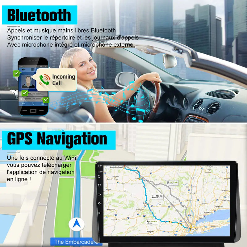 AWESAFE Autoradio 7 pouces Android 13 2+64Go, Bluetooth, GPS, Android Auto et CarPlay sans fil pour Renault Clio Campus 2009 AWESAFE