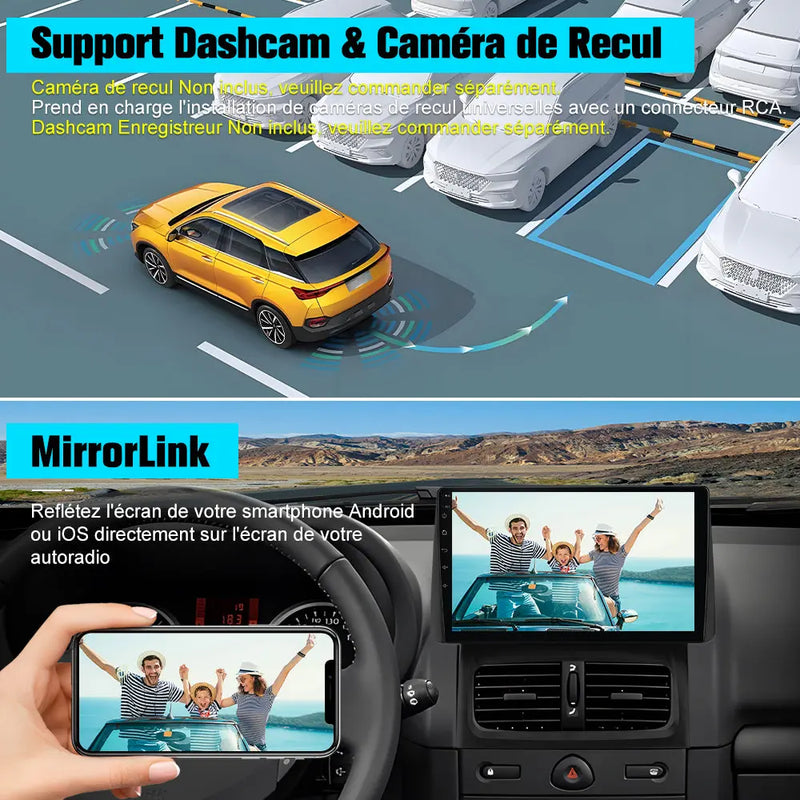 AWESAFE Autoradio 7 pouces Android 13 2+64Go, Bluetooth, GPS, Android Auto et CarPlay sans fil pour Renault Clio Campus 2009 AWESAFE