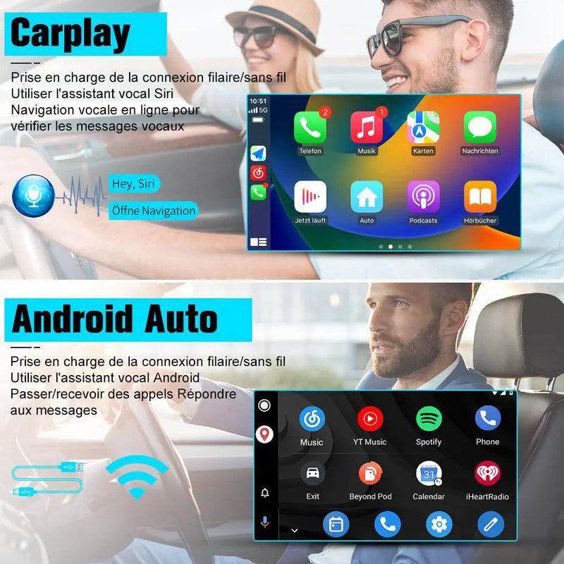 AWESAFE Autoradio 7 pouces Android 13 2+64Go, Bluetooth, GPS, Android Auto et CarPlay sans fil pour Renault Clio Campus 2009 AWESAFE
