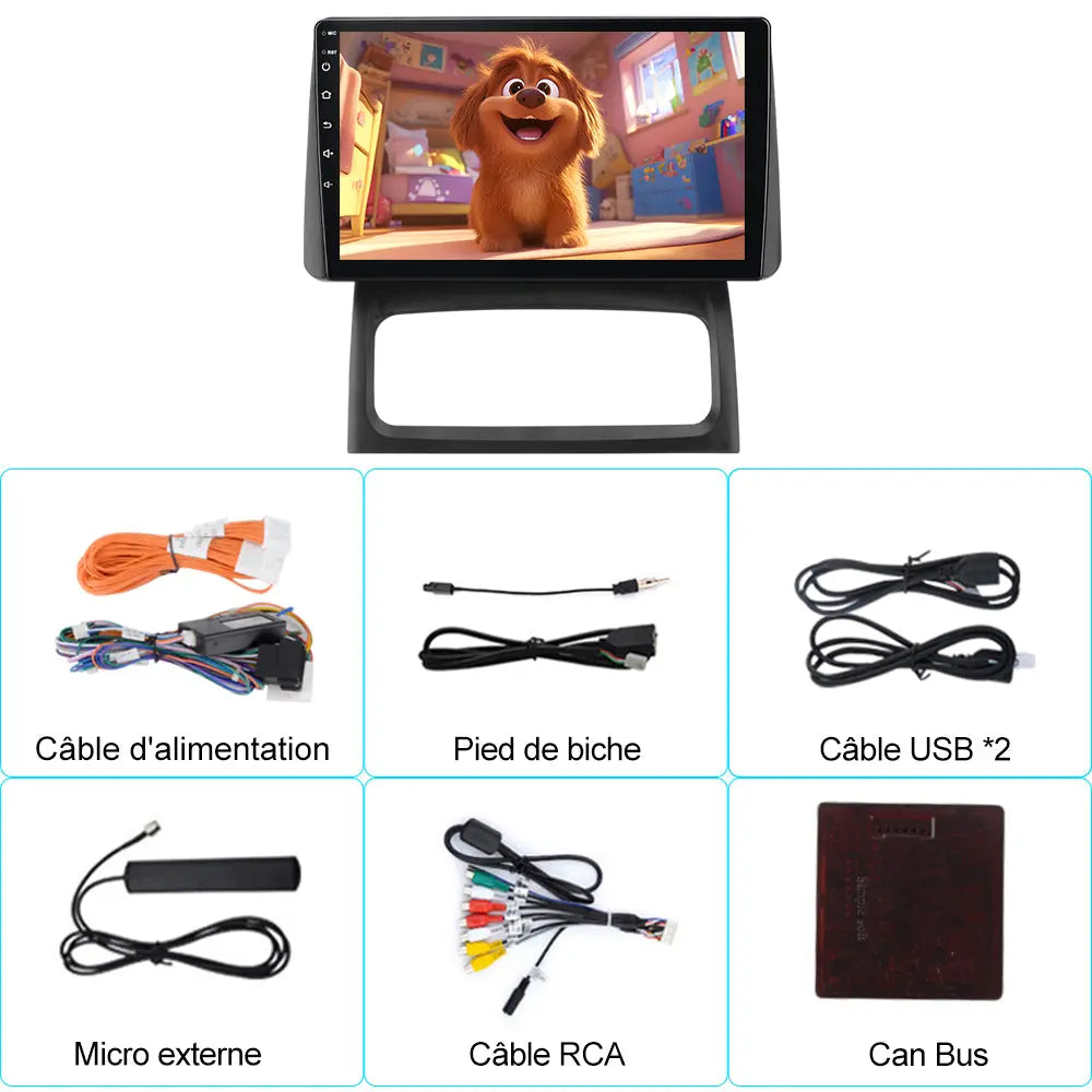 AWESAFE Autoradio 7 pouces Android 13 2+64Go, Bluetooth, GPS, Android Auto et CarPlay sans fil pour Renault Clio Campus 2009 AWESAFE