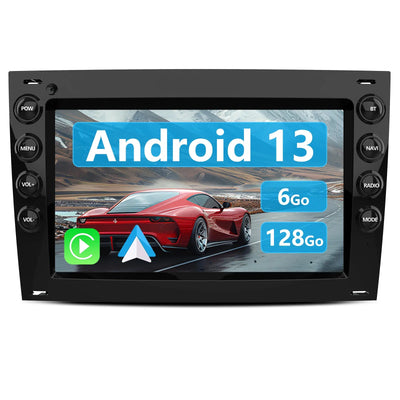 AWESAFE Autoradio 7 pouces Android 13 4G 6+128 Go avec Bluetooth/DSP/GPS/Android Auto & CarPlay sans fil - pour Renault Megane 2 AWESAFE