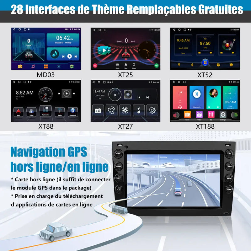 AWESAFE Autoradio 7 pouces Android 13 4G 6+128 Go avec Bluetooth/DSP/GPS/Android Auto & CarPlay sans fil - pour Renault Megane 2 AWESAFE