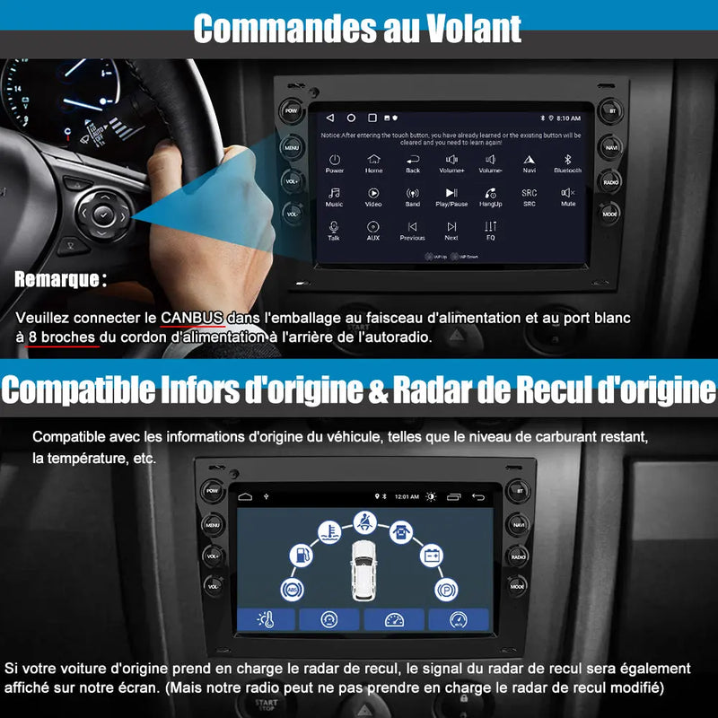 AWESAFE Autoradio 7 pouces Android 13 4G 6+128 Go avec Bluetooth/DSP/GPS/Android Auto & CarPlay sans fil - pour Renault Megane 2 AWESAFE