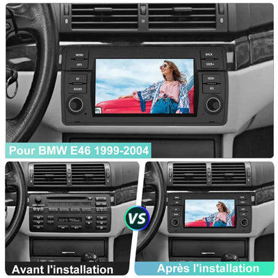 AWESAFE Autoradio 7 pouces Android 13 4G 6+128 Go avec Bluetooth/DSP/GPS/Mirror Link/Android Auto & CarPlay sans fil - pour BMW E46 1999-2004 AWESAFE