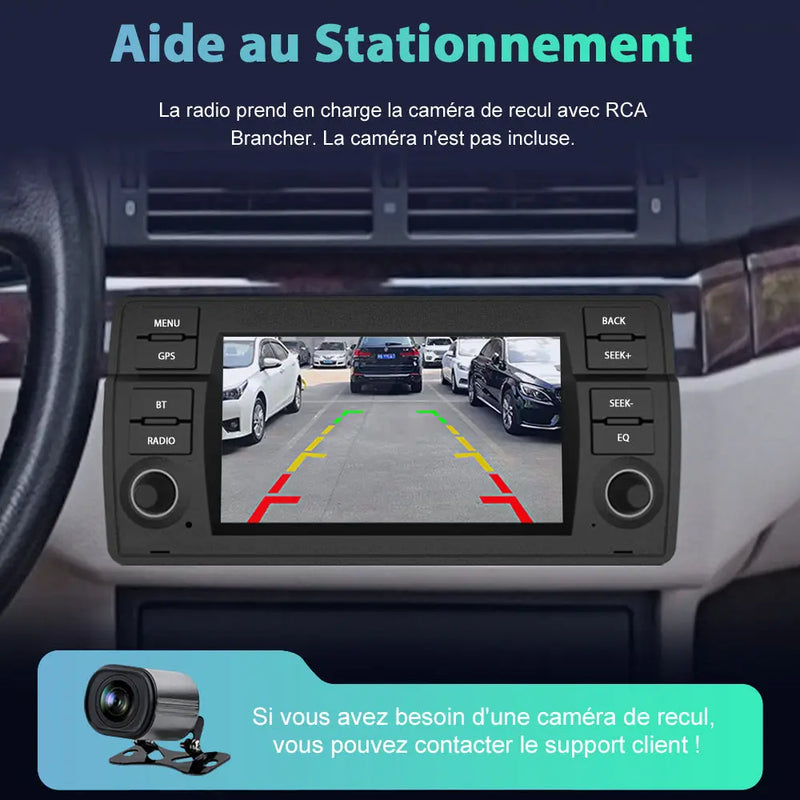 AWESAFE Autoradio 7 pouces Android 13 4G 6+128 Go avec Bluetooth/DSP/GPS/Mirror Link/Android Auto & CarPlay sans fil - pour BMW E46 1999-2004 AWESAFE