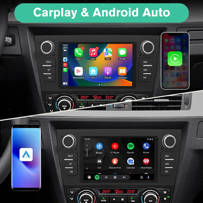 AWESAFE Autoradio 7 pouces Android 13 6+128 Go avec Bluetooth/DSP/GPS/Android Auto & CarPlay sans fil - pour BMW E90 E91 E92 E93 AWESAFE