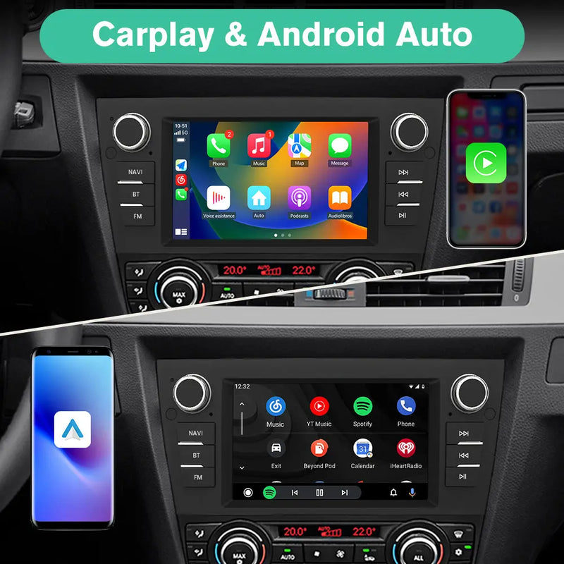 AWESAFE Autoradio 7 pouces Android 13 6+128 Go avec Bluetooth/DSP/GPS/Android Auto & CarPlay sans fil - pour BMW E90 E91 E92 E93 AWESAFE