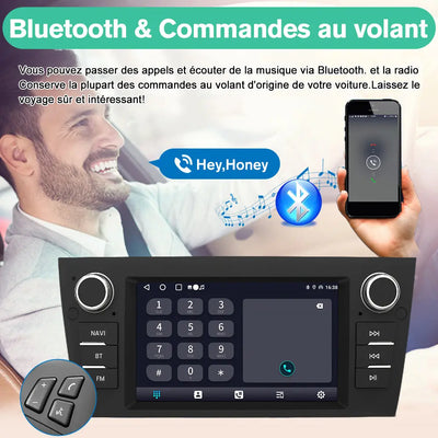 AWESAFE Autoradio 7 pouces Android 13 6+128 Go avec Bluetooth/DSP/GPS/Android Auto & CarPlay sans fil - pour BMW E90 E91 E92 E93 AWESAFE