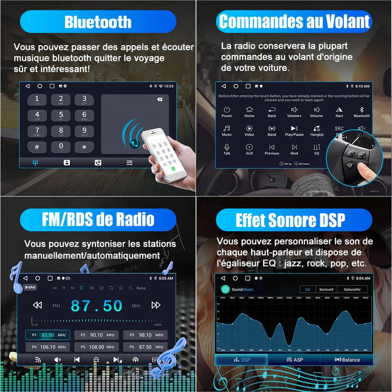 AWESAFE Autoradio 7 pouces Android 13 6+128 Go avec Bluetooth/DSP/GPS/Android Auto & CarPlay sans fil - pour Pour Mercedes-Benz Clase C W203/S203 & Clase CLK W209/C209 AWESAFE