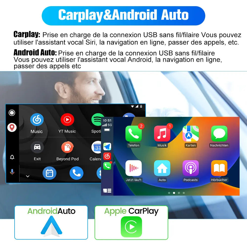 AWESAFE Autoradio 7 pouces Android 13 6+128 Go avec Bluetooth/DSP/GPS/Android Auto & CarPlay sans fil - pour Pour Mercedes-Benz Clase C W203/S203 & Clase CLK W209/C209 AWESAFE