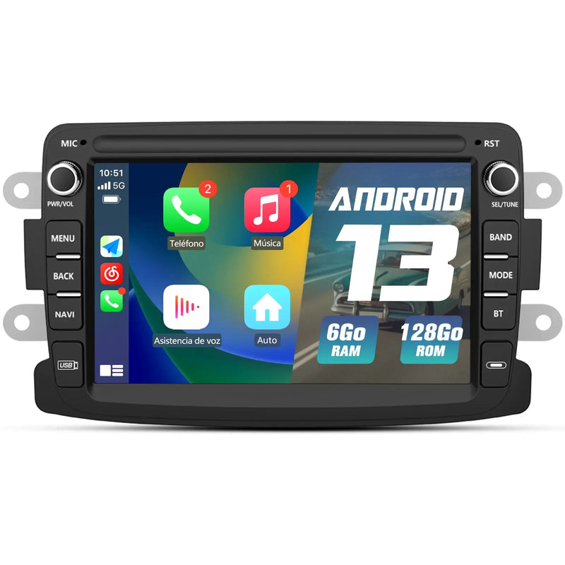AWESAFE Autoradio 7 pouces Android 13 6+128 Go avec Bluetooth/DSP/GPS/Android Auto & CarPlay sans fil - pour Renault Duster/Lodgy/Sandero/Captur/Logan/Symbol/Dokker AWESAFE