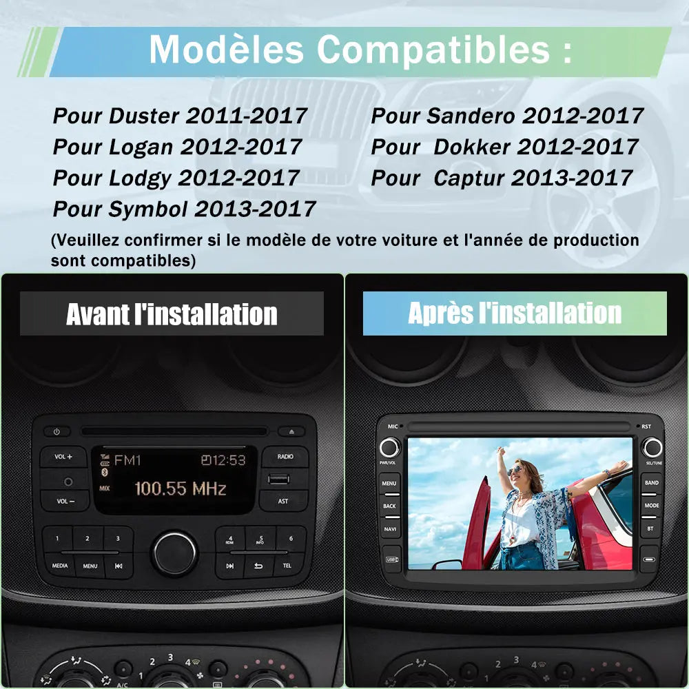 AWESAFE Autoradio 7 pouces Android 13 6+128 Go avec Bluetooth/DSP/GPS/Android Auto & CarPlay sans fil - pour Renault Duster/Lodgy/Sandero/Captur/Logan/Symbol/Dokker AWESAFE