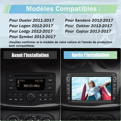 AWESAFE Autoradio 7 pouces Android 13 6+128 Go avec Bluetooth/DSP/GPS/Android Auto & CarPlay sans fil - pour Renault Duster/Lodgy/Sandero/Captur/Logan/Symbol/Dokker AWESAFE