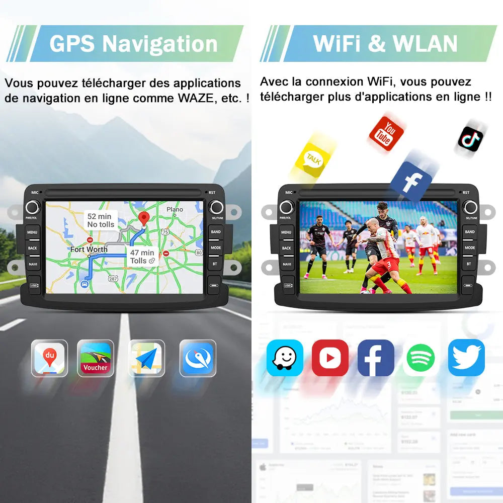 AWESAFE Autoradio 7 pouces Android 13 6+128 Go avec Bluetooth/DSP/GPS/Android Auto & CarPlay sans fil - pour Renault Duster/Lodgy/Sandero/Captur/Logan/Symbol/Dokker AWESAFE