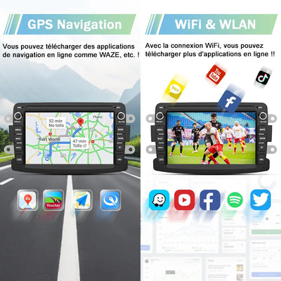 AWESAFE Autoradio 7 pouces Android 13 6+128 Go avec Bluetooth/DSP/GPS/Android Auto & CarPlay sans fil - pour Renault Duster/Lodgy/Sandero/Captur/Logan/Symbol/Dokker AWESAFE