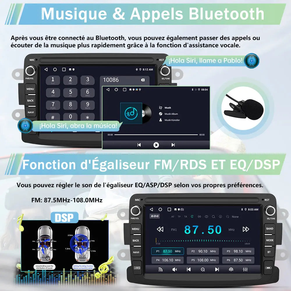 AWESAFE Autoradio 7 pouces Android 13 6+128 Go avec Bluetooth/DSP/GPS/Android Auto & CarPlay sans fil - pour Renault Duster/Lodgy/Sandero/Captur/Logan/Symbol/Dokker AWESAFE