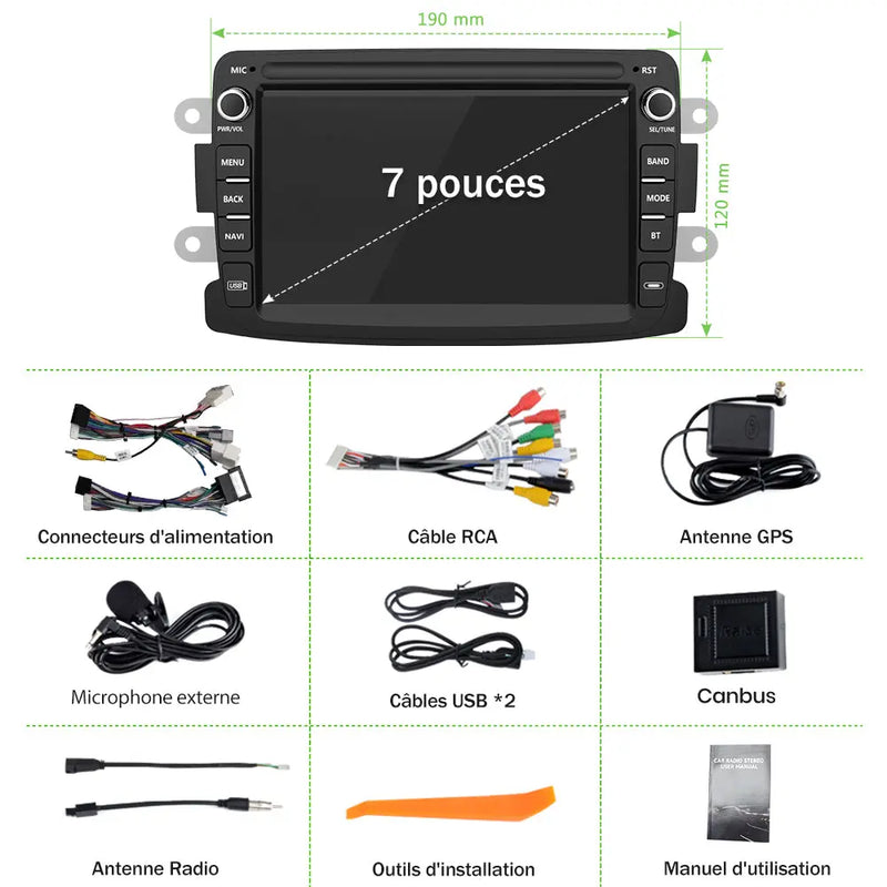 AWESAFE Autoradio 7 pouces Android 13 6+128 Go avec Bluetooth/DSP/GPS/Android Auto & CarPlay sans fil - pour Renault Duster/Lodgy/Sandero/Captur/Logan/Symbol/Dokker AWESAFE