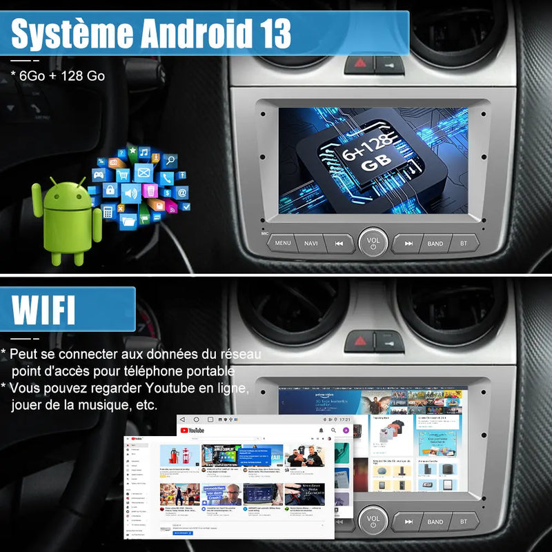 AWESAFE Autoradio 7 pouces Android 13 6+128 Go avec Bluetooth/DSP/GPS/Mirror Link/Android Auto & CarPlay sans fil - pour Aifa Romeo Mito 2008-2019 AWESAFE SHOP