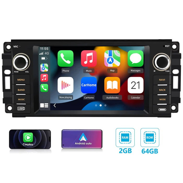 AWESAFE Autoradio 7" Android 13 - Bluetooth & Android Auto/Carplay sans fil - pour Dodge Ram Pickup, Grand Caravan, Jeep Cherokee/Wrangler/Commander AWESAFE
