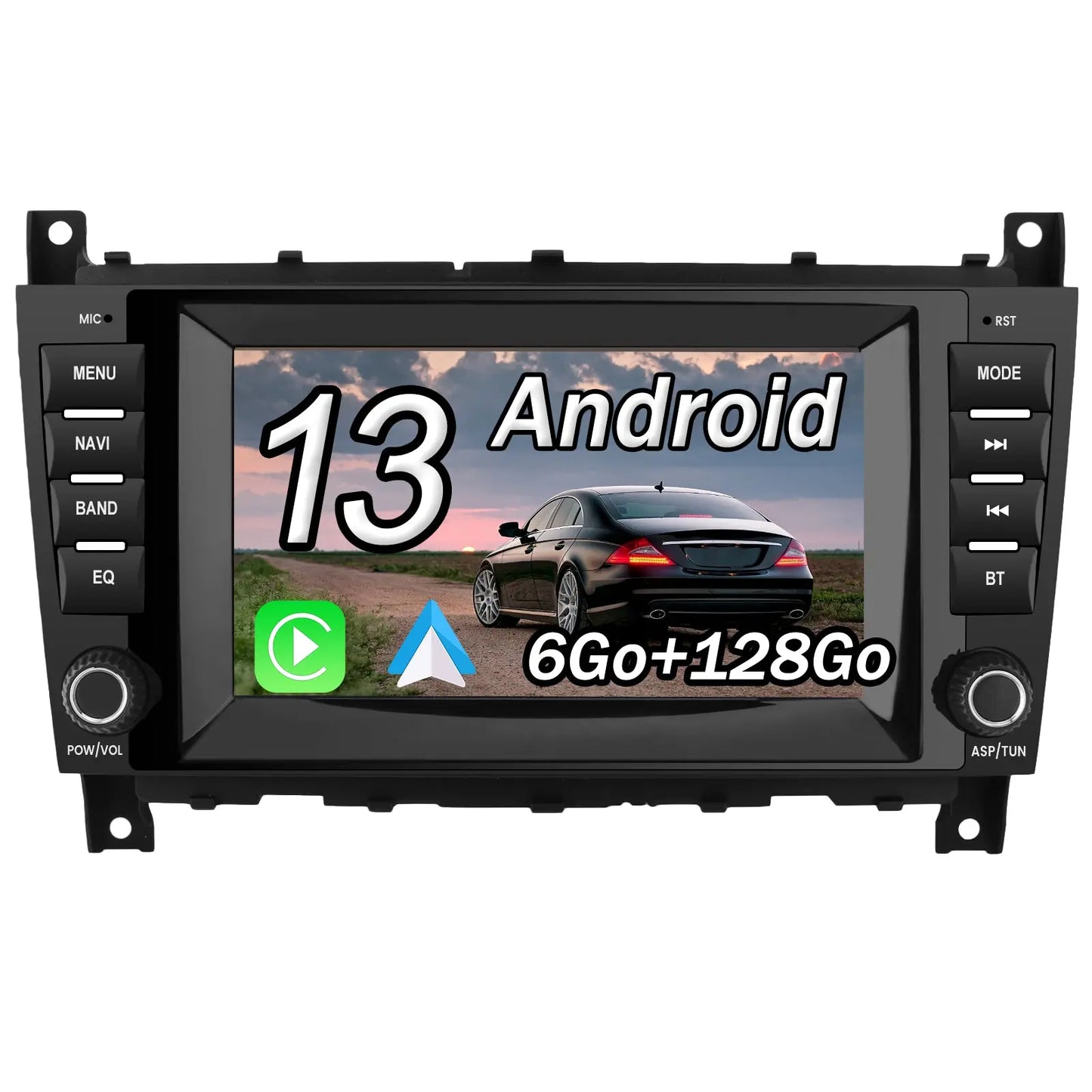 AWESAFE Autoradio 8 pouces Android 13 6+128 Go avec Bluetooth/GPS/Android Auto & CarPlay sans fil - pour Mercedes Benz Classe W203/ CLC-Classe W203/CLK-Classe W209 AWESAFE