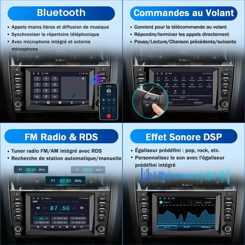 AWESAFE Autoradio 8 pouces Android 13 6+128 Go avec Bluetooth/GPS/Android Auto & CarPlay sans fil - pour Mercedes Benz Classe W203/ CLC-Classe W203/CLK-Classe W209 AWESAFE