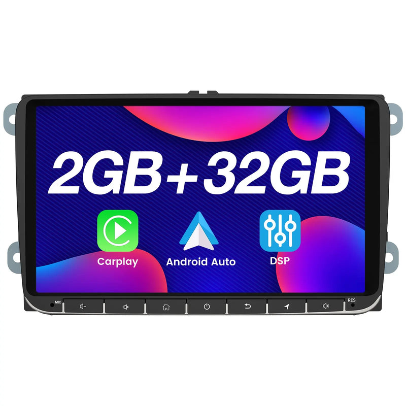 AWESAFE Autoradio 9 Zoll Android 13 für VW Golf Seat Skoda mit GPS Navi /CarPlay&Android Auto/WiFi/Bluetooth Lenkradsteuerung AWESAFE