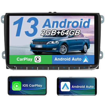AWESAFE Autoradio 9 Zoll Android 13 für VW Golf Seat Skoda mit GPS Navi /CarPlay&Android Auto/WiFi/Bluetooth Lenkradsteuerung AWESAFE