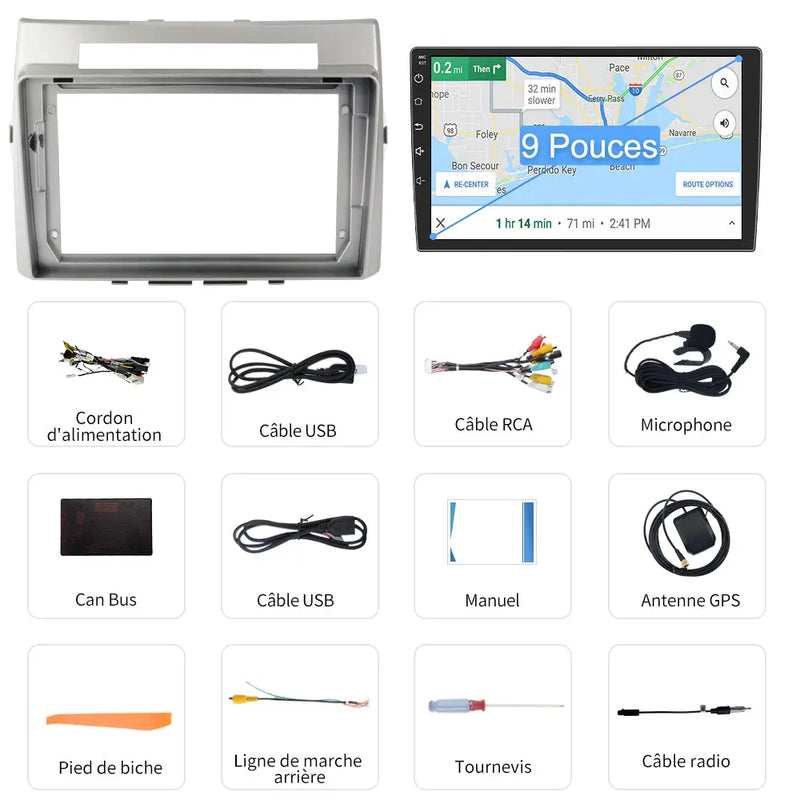 AWESAFE Autoradio 9 pouces Android 13 2+64 Go avec Bluetooth/DSP/ Android Auto & CarPlay sans fil - pour Toyota Verso (2004-2009) AWESAFE