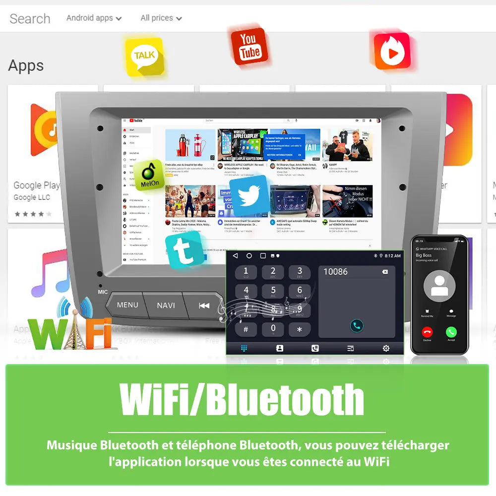 AWESAFE Autoradio 9 pouces Android 13 2+64 Go avec Bluetooth, GPS, FM/RDS,Android Auto & CarPlay sans fil - pour Alfa Romeo Mito 2008-2019 AWESAFE