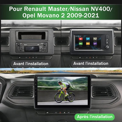 AWESAFE Autoradio 9 pouces Android 13 2+64 Go, Bluetooth/GPS/Android Auto et CarPlay sans fil pour Renault Master/Nissan NV400/Opel Movano 2 (2009-2021) AWESAFE