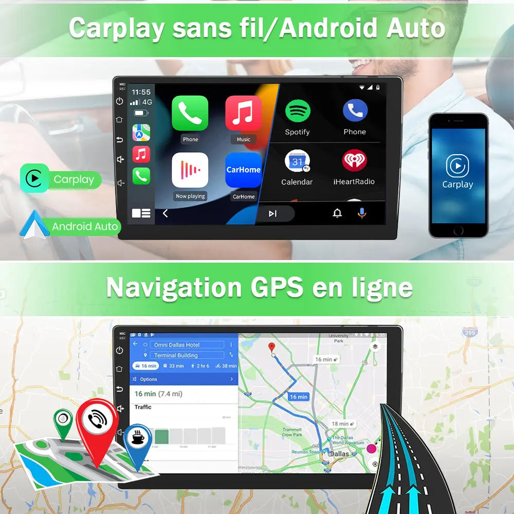AWESAFE Autoradio 9 pouces Android 13 2+64 Go, Bluetooth/GPS/Android Auto et CarPlay sans fil pour Renault Master/Nissan NV400/Opel Movano 2 (2009-2021) AWESAFE