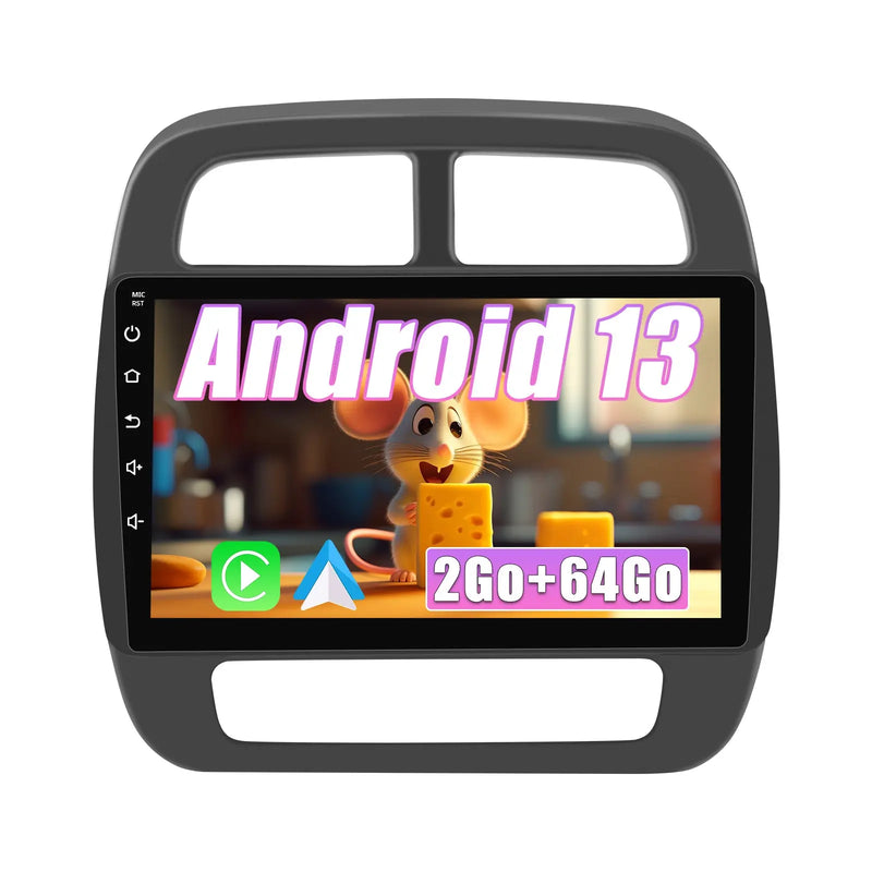 AWESAFE Autoradio 9 pouces Android 13 2+64 Go, Bluetooth, GPS, Android Auto et CarPlay sans fil pour Renault Dacia Sandero 2 B52 (2014-2019) AWESAFE