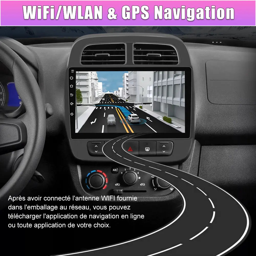 AWESAFE Autoradio 9 pouces Android 13 2+64 Go, Bluetooth, GPS, Android Auto et CarPlay sans fil pour Renault Dacia Sandero 2 B52 (2014-2019) AWESAFE