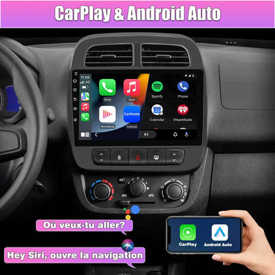 AWESAFE Autoradio 9 pouces Android 13 2+64 Go, Bluetooth, GPS, Android Auto et CarPlay sans fil pour Renault Dacia Sandero 2 B52 (2014-2019) AWESAFE