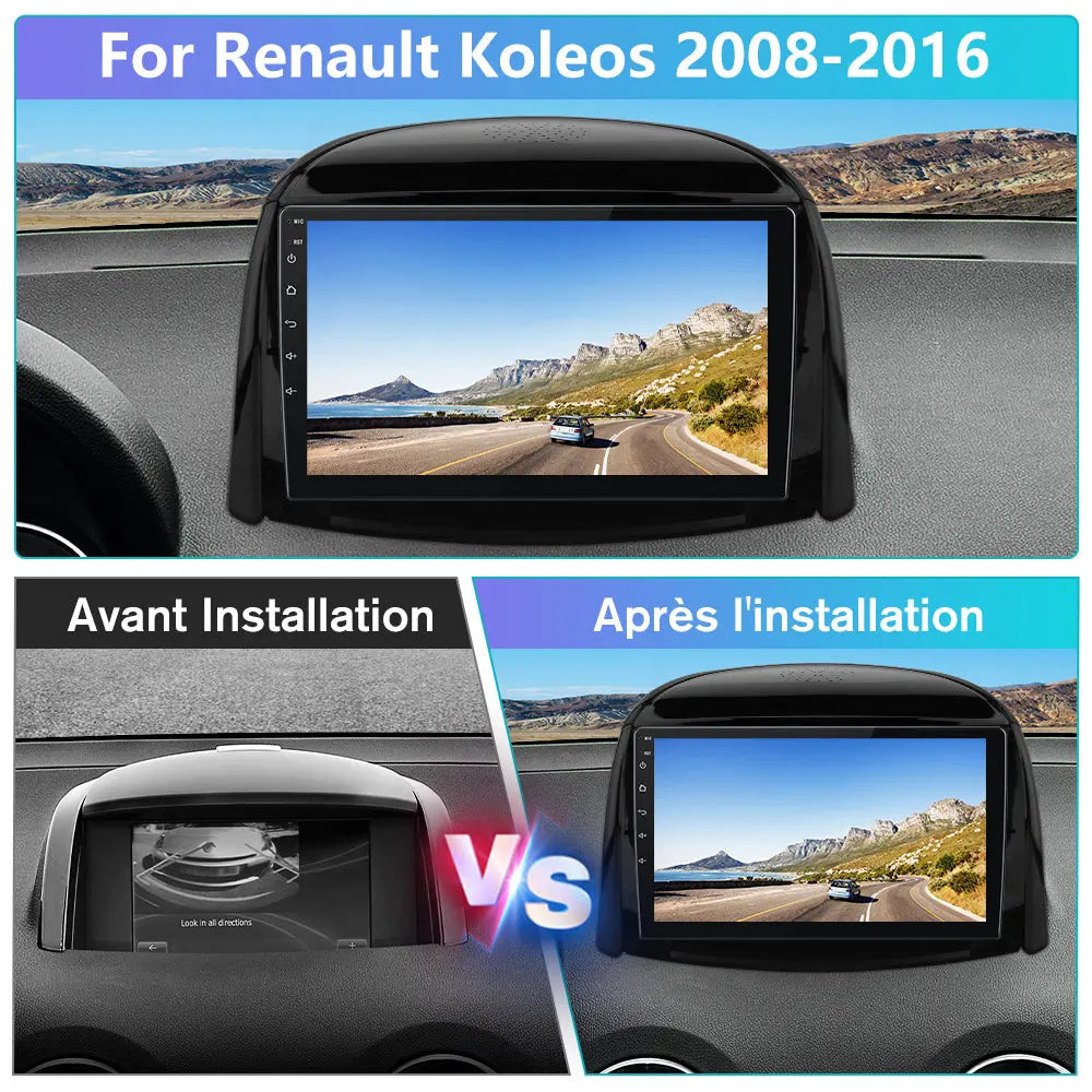 AWESAFE Autoradio 9 pouces Android 13 2+64 Go, Bluetooth, GPS, Android Auto et CarPlay sans fil pour Renault Koleos 2008-2016 AWESAFE