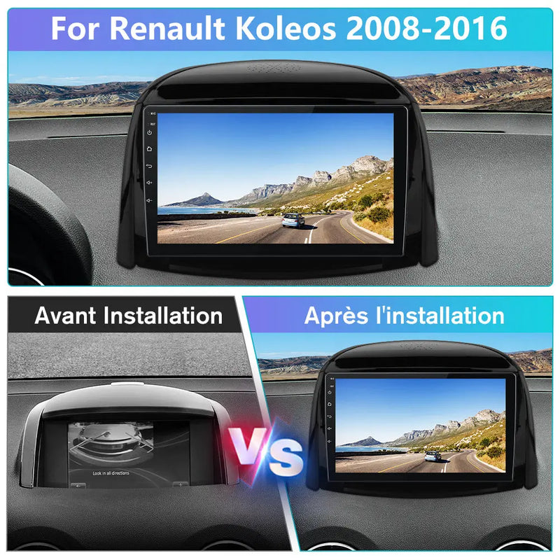 AWESAFE Autoradio 9 pouces Android 13 2+64 Go, Bluetooth, GPS, Android Auto et CarPlay sans fil pour Renault Koleos 2008-2016 AWESAFE