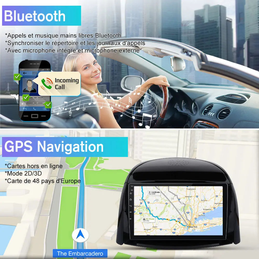 AWESAFE Autoradio 9 pouces Android 13 2+64 Go, Bluetooth, GPS, Android Auto et CarPlay sans fil pour Renault Koleos 2008-2016 AWESAFE