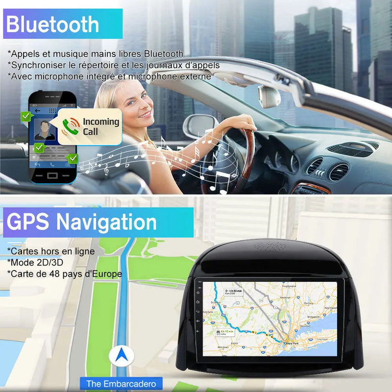 AWESAFE Autoradio 9 pouces Android 13 2+64 Go, Bluetooth, GPS, Android Auto et CarPlay sans fil pour Renault Koleos 2008-2016 AWESAFE