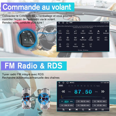 AWESAFE Autoradio 9 pouces Android 13 2+64 Go, Bluetooth, GPS, Android Auto et CarPlay sans fil pour Renault Koleos 2008-2016 AWESAFE