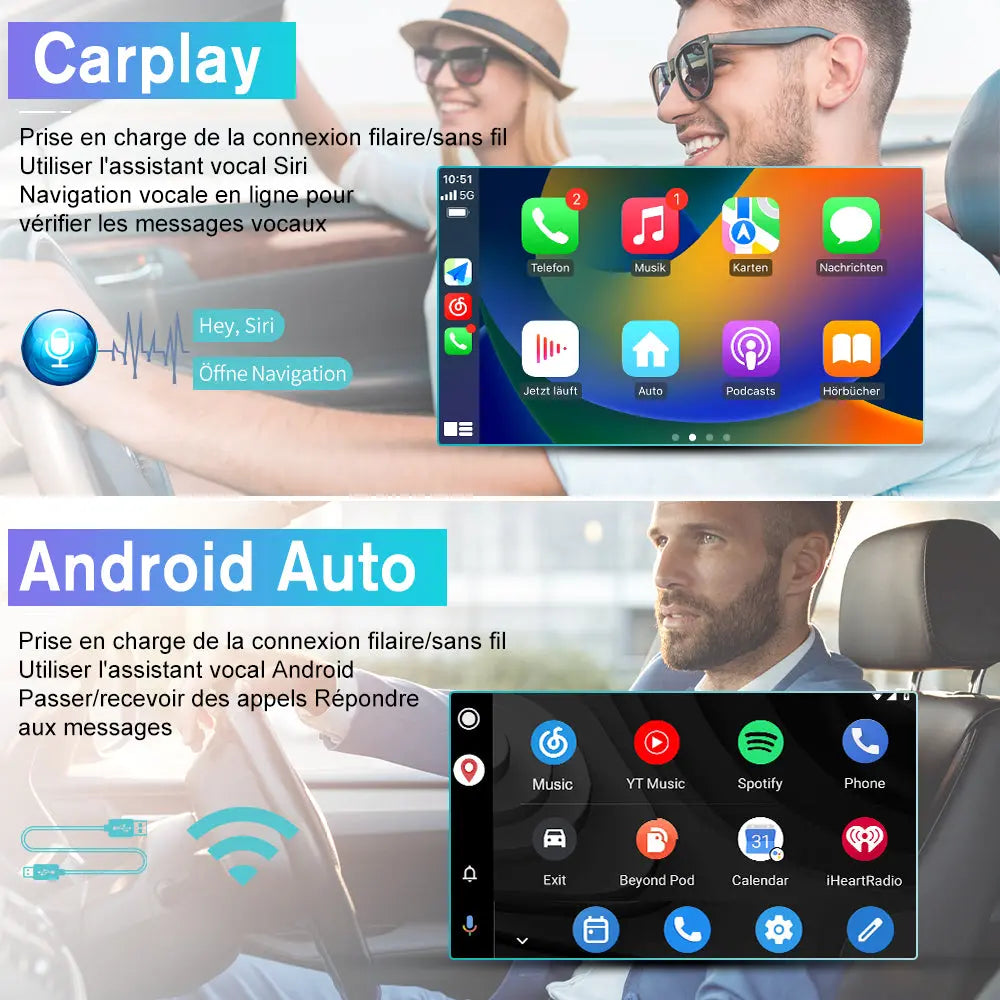 AWESAFE Autoradio 9 pouces Android 13 2+64 Go, Bluetooth, GPS, Android Auto et CarPlay sans fil pour Renault Koleos 2008-2016 AWESAFE