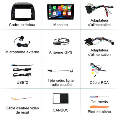 AWESAFE Autoradio 9 pouces Android 13 2+64 Go, Bluetooth, GPS, Android Auto et CarPlay sans fil pour Renault Koleos 2008-2016 AWESAFE