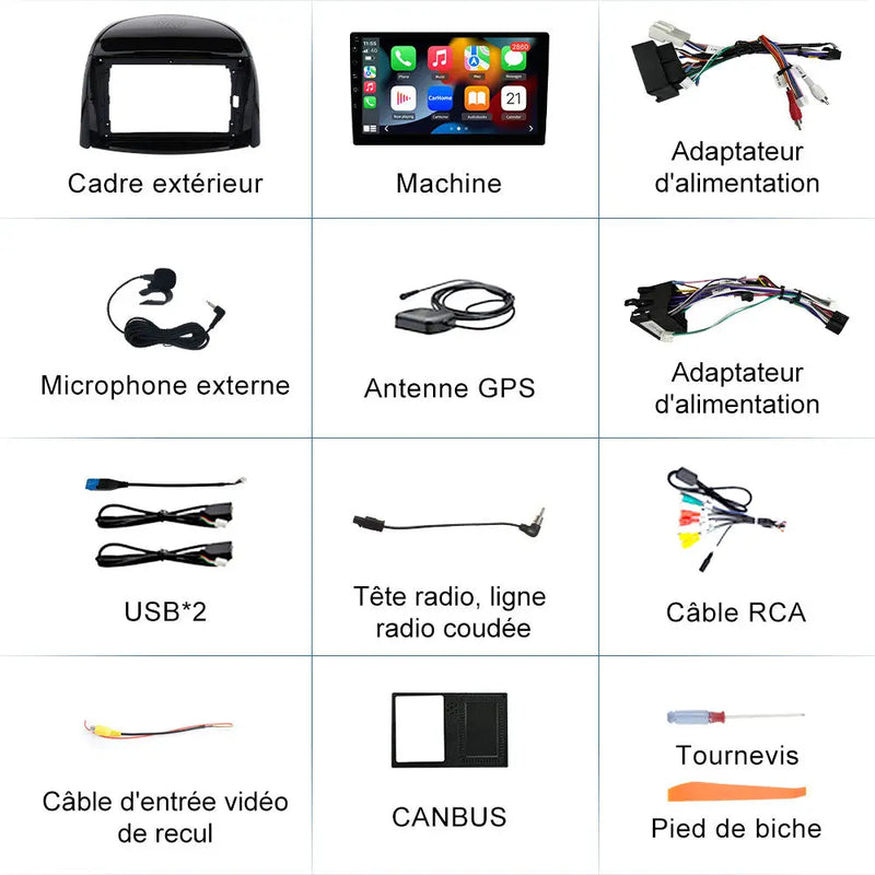 AWESAFE Autoradio 9 pouces Android 13 2+64 Go, Bluetooth, GPS, Android Auto et CarPlay sans fil pour Renault Koleos 2008-2016 AWESAFE