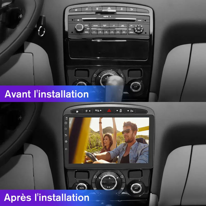 AWESAFE Autoradio 9 pouces Android 13 2+64Go/6+128Go avec Bluetooth/DSP/Andriod Auto & CarPlay sans fil - pour Peugeot 308/408(2007-2013) AWESAFE