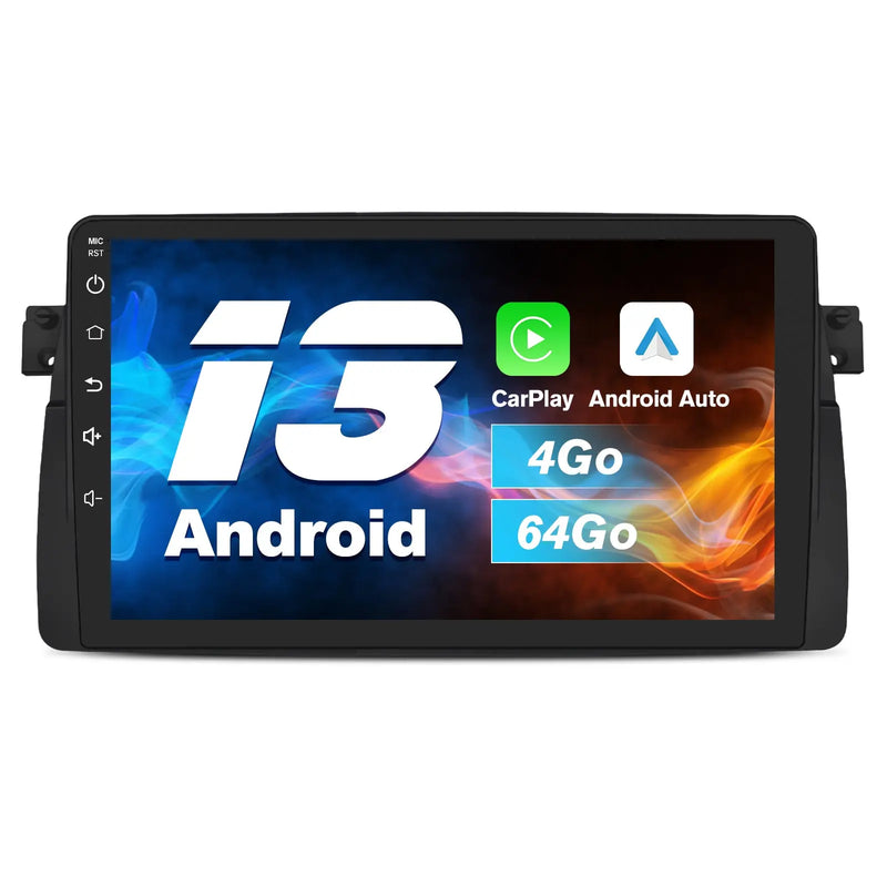 AWESAFE Autoradio 9 pouces Android 13 - 4G 4+64 Go avec Bluetooth/DSP - Android Auto & CarPlay sans fil - pour BMW E46, Rover 75, MG ZT AWESAFE