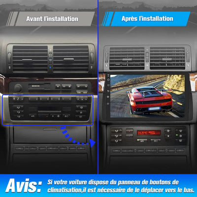 AWESAFE Autoradio 9 pouces Android 13 - 4G 4+64 Go avec Bluetooth/DSP - Android Auto & CarPlay sans fil - pour BMW E46, Rover 75, MG ZT AWESAFE