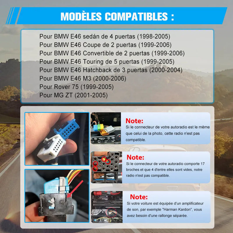 AWESAFE Autoradio 9 pouces Android 13 - 4G 4+64 Go avec Bluetooth/DSP - Android Auto & CarPlay sans fil - pour BMW E46, Rover 75, MG ZT AWESAFE